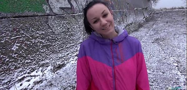 Freezing babe fucked on the snow by naughty stranger